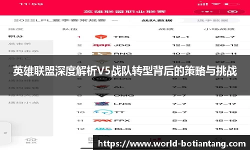 英雄联盟深度解析V5战队转型背后的策略与挑战